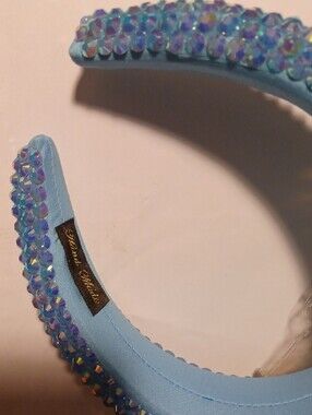 Crystal-Embellished Blue Padded Headband